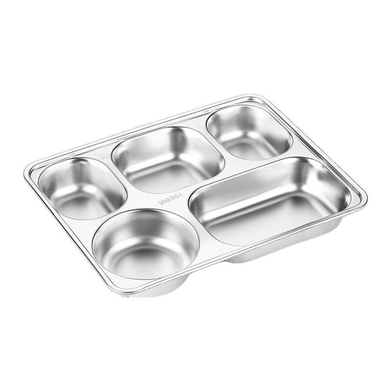 304 Stainless Steel Four-Compartment Canteen Tray - 10 Pack
