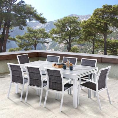 Garden Furniture Set ModuloWood T 8/12 + F 8 Glass Deco Wood White Wilsa Garden