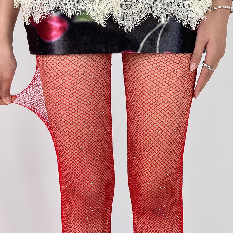 Y2K Crystal Fishnet Stockings for Women Tights Rhinestone Women's Sparkly Stockings High Waist Fishnets 2025 Pantyhose For Party