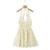 Elegant Printed Halter Dress - European & American Style, Versatile & Fashionable