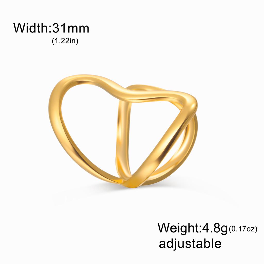Cazador Stainless Steel Geometric Open Ring Waterproof Double Layers Fashion Finger Rings for Women Party Jewelry Gift Wholesale