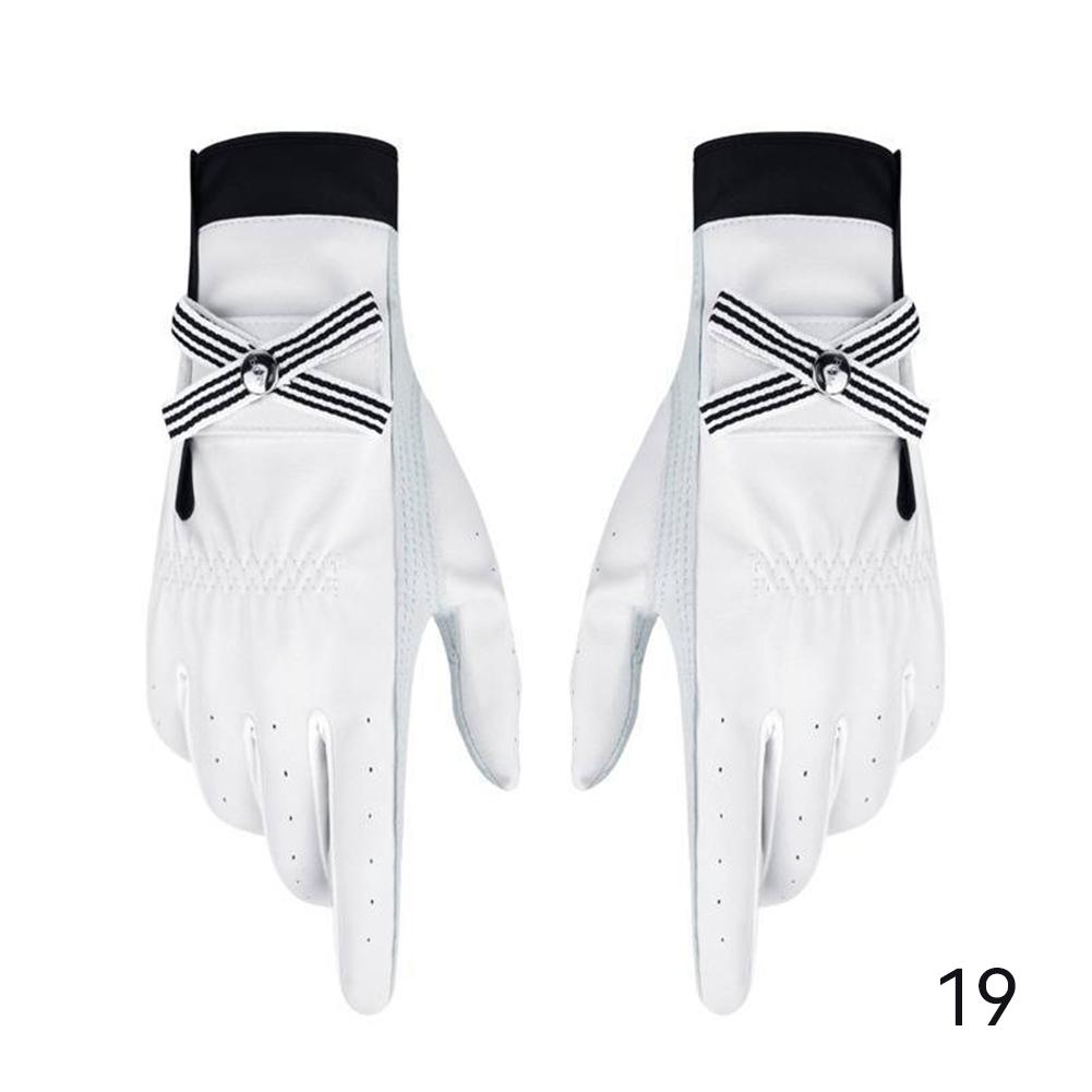 1 par de guantes de golf con lazo para mujer con marca extraíble de piel de oveja, tela autoadhesiva, guantes deportivos antideslizantes con dedos completos