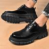Men's Shoes Autumn British Business Dress Casual Leather Shoes Work Thick Bottom Extra Height, Black Big Head Fashion Shoes