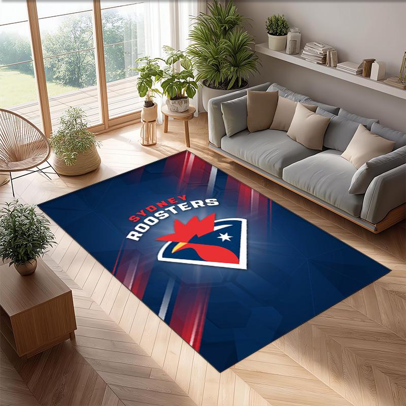 Sydney Roosters Kristall-Samt-Teppich Weich Anti?Rutschfeste Fußmatte Bequemer Wohnzimmer Schlafzimmer Dekor Teppich