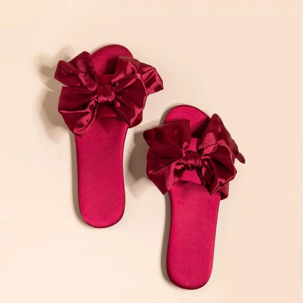 2024 Autumn New French Satin Slippers Women Indoor Home Non-slip Women Foreign Style Flip-flops