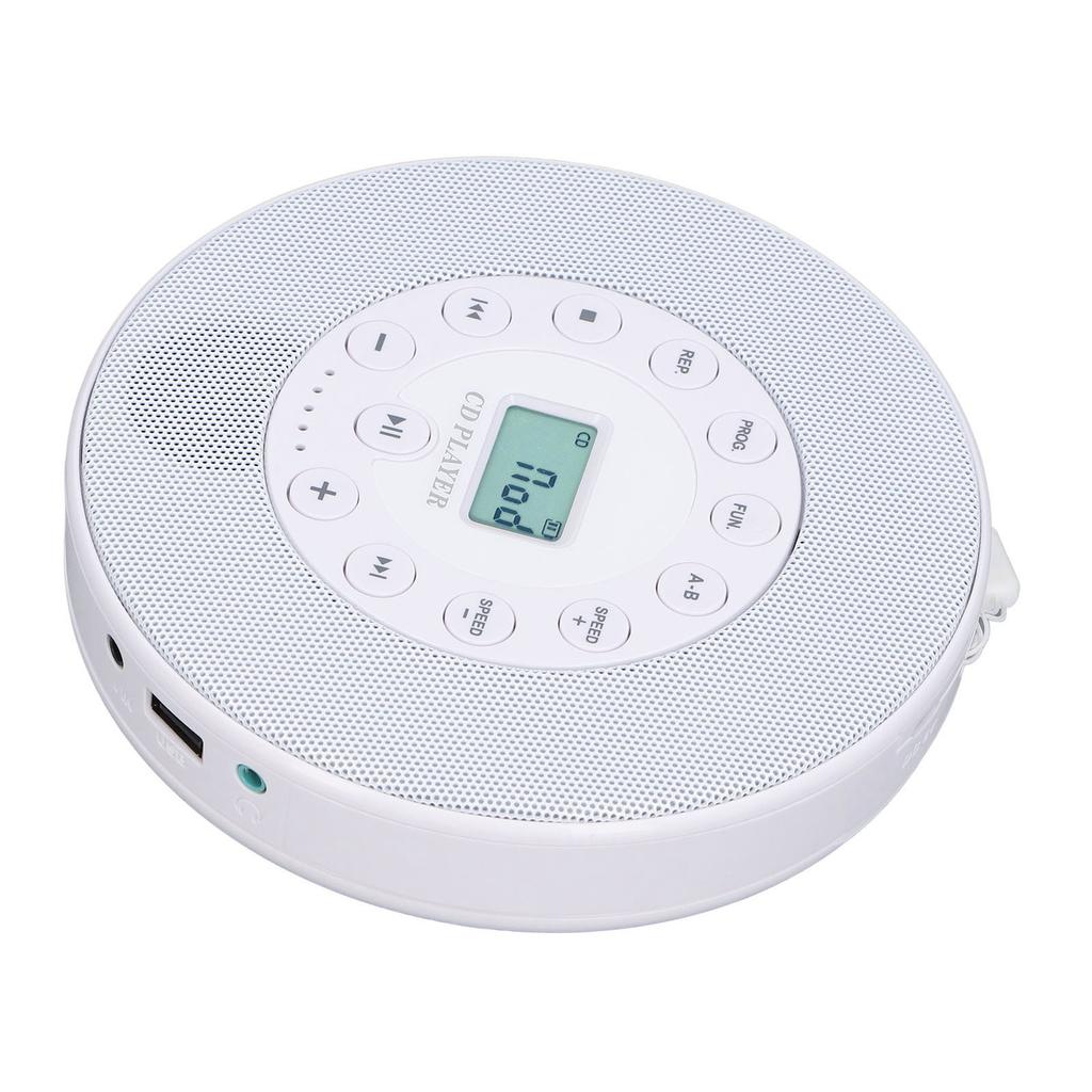 Portable CD Player Bluetooth with Speaker Anti Skip CD Player for Car MP3 Blanc