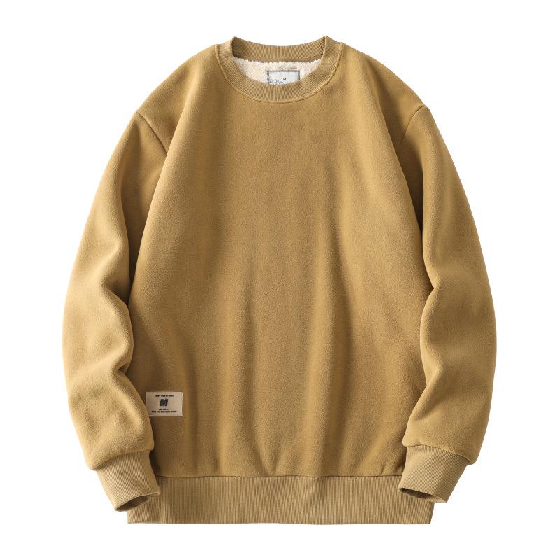 High Quality Men's Women's Oversized Autumn Winter Plus Velvet Long Sleeve Tops Blouse T-Shirts Undershirts For Men Lamb Wool Pullovers Sweatshirts