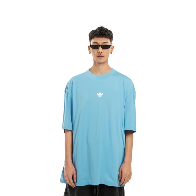 adidas T-shirt Classica Originals Basketball con Logo Stampato Unisex Blu IR6382