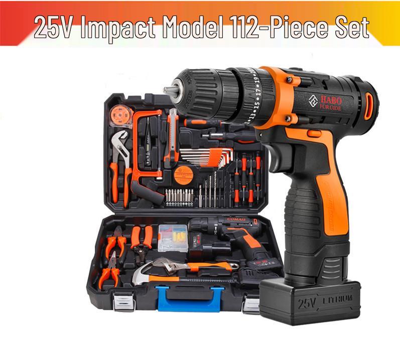Cordless Drill & Electric Screwdriver Set with Lithium Battery - Complete Hardware Toolbox & Power Tools Gift Set