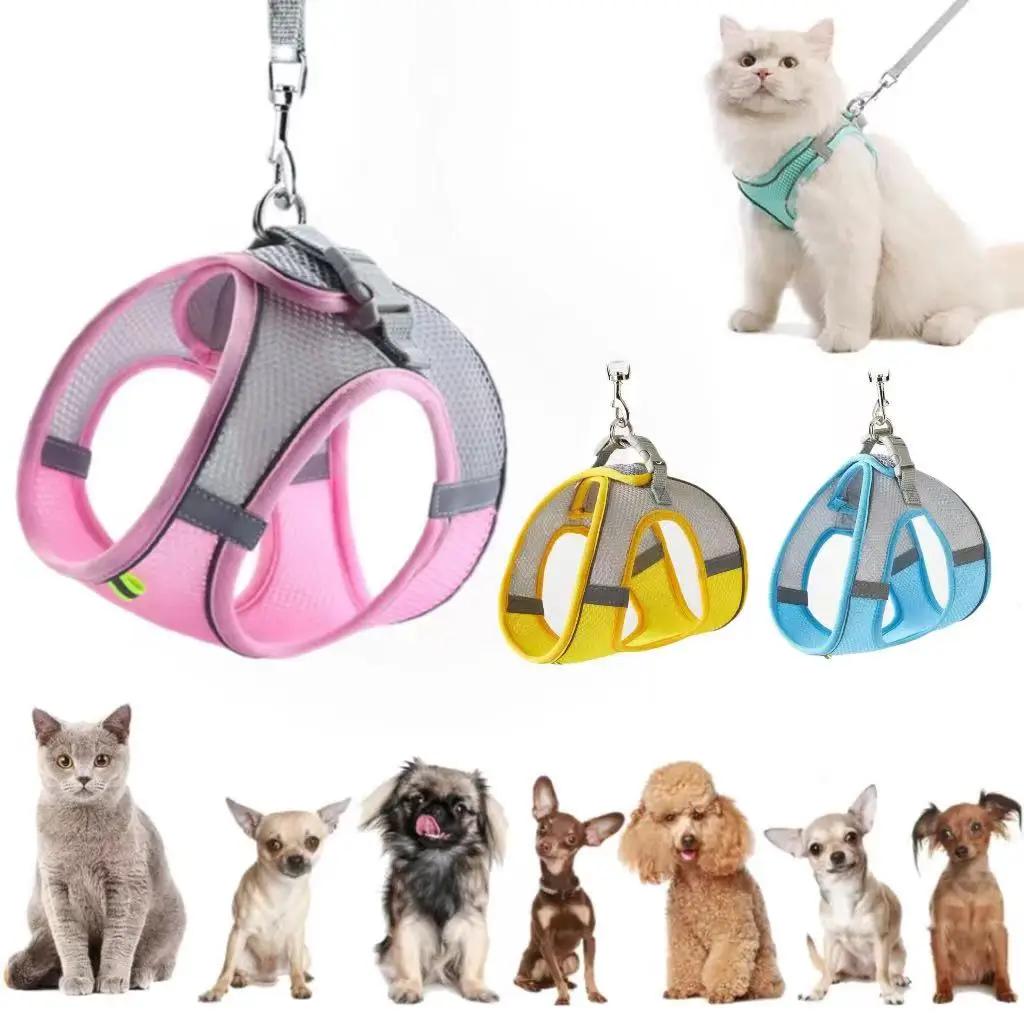 Adjustable Reflective Pet Harness Breathable Cat/Dog Mesh Vest for Cute Small Cats Dogs Outdoor Walking Pet Supplies