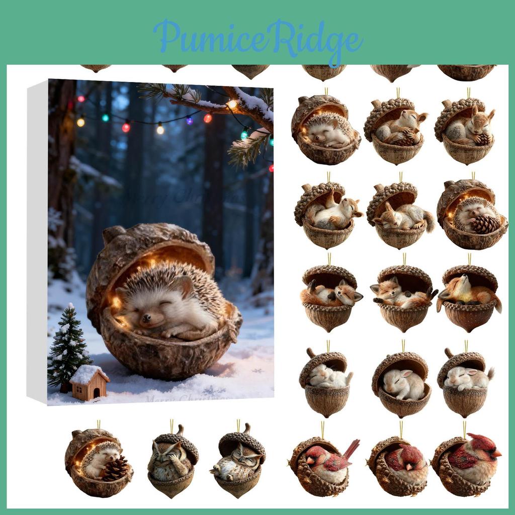 Weihnachts-Tier-Adventskalender Acryl-Hängeornament Geschenk für Kinder und Freunde