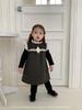 2025 Winter Cotton-Padded Dress Set for Baby Girls - Chic Korean Style Lace Ruffle Collar Sleeveless Dress