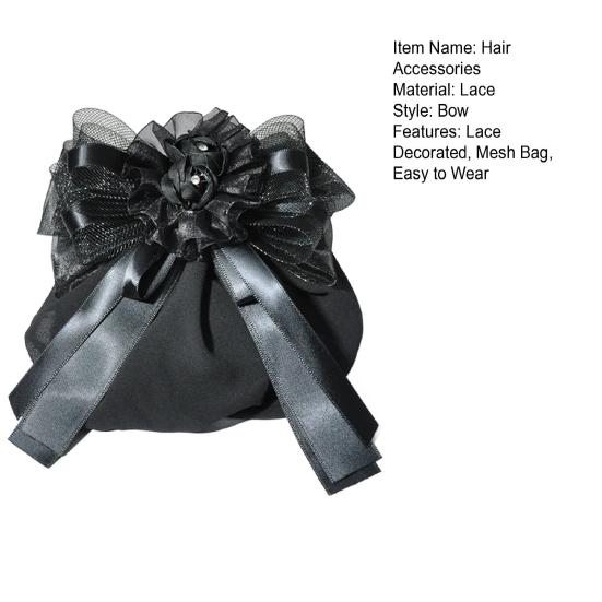 Lace Decorated Hair Accessories Bowknot Flower Decor Mesh Bag Hair