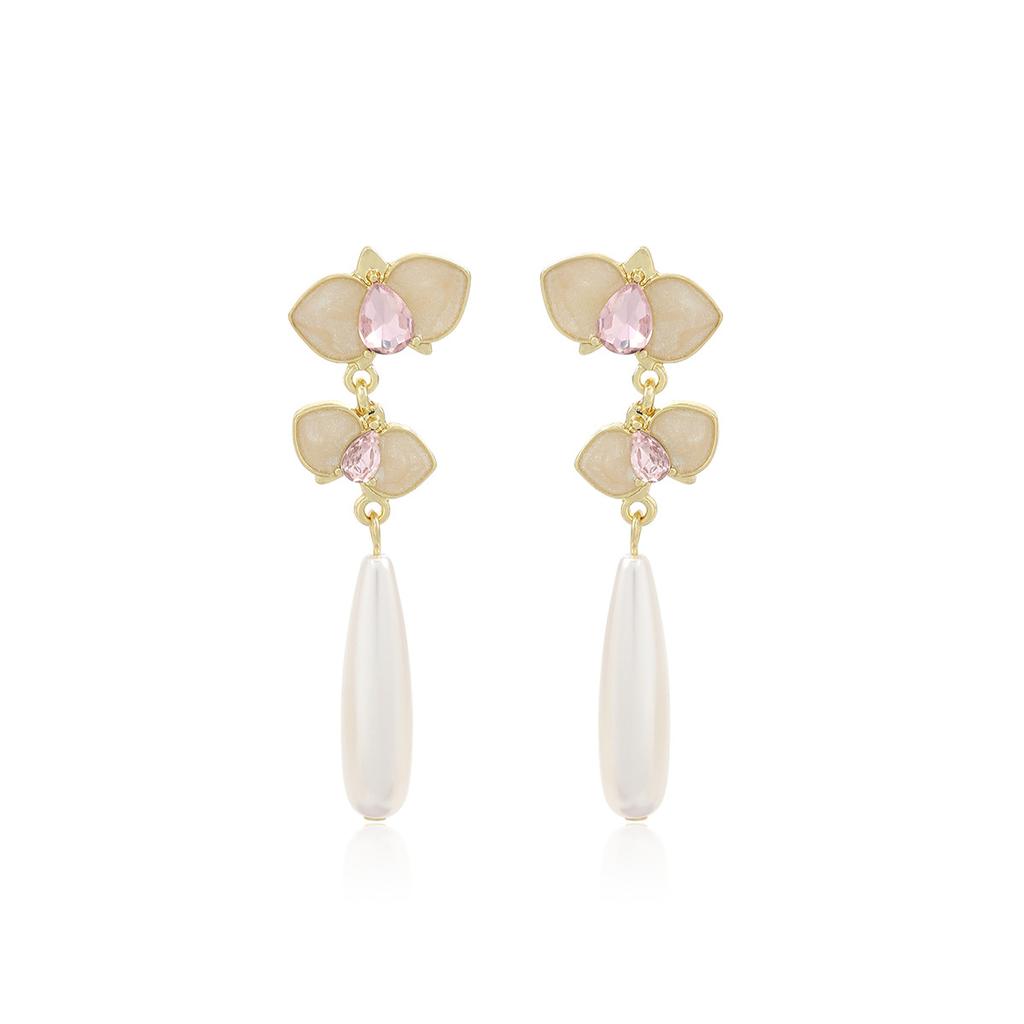 Long Water Drop Diamond Earrings, Guochao Ancient Style Light Luxury High-End Butterfly Super Fairy Earrings For Women