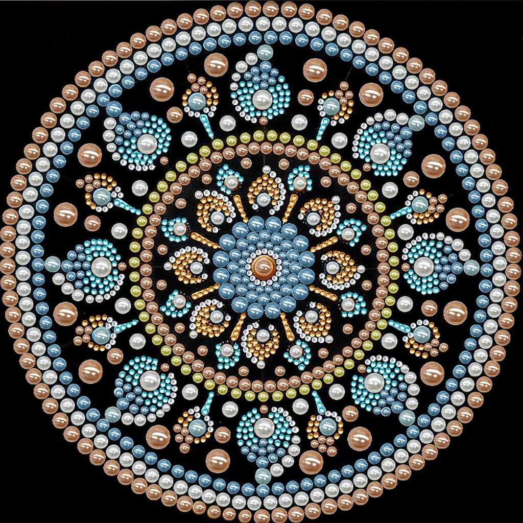 DIY Mandala Perlenpunktmalerei für Erwachsene/Anfänger Geschenk Heimdeko Perlen Edelstein Malereien Bild Kunsthandwerk 25x25cm Mit Rahmen
