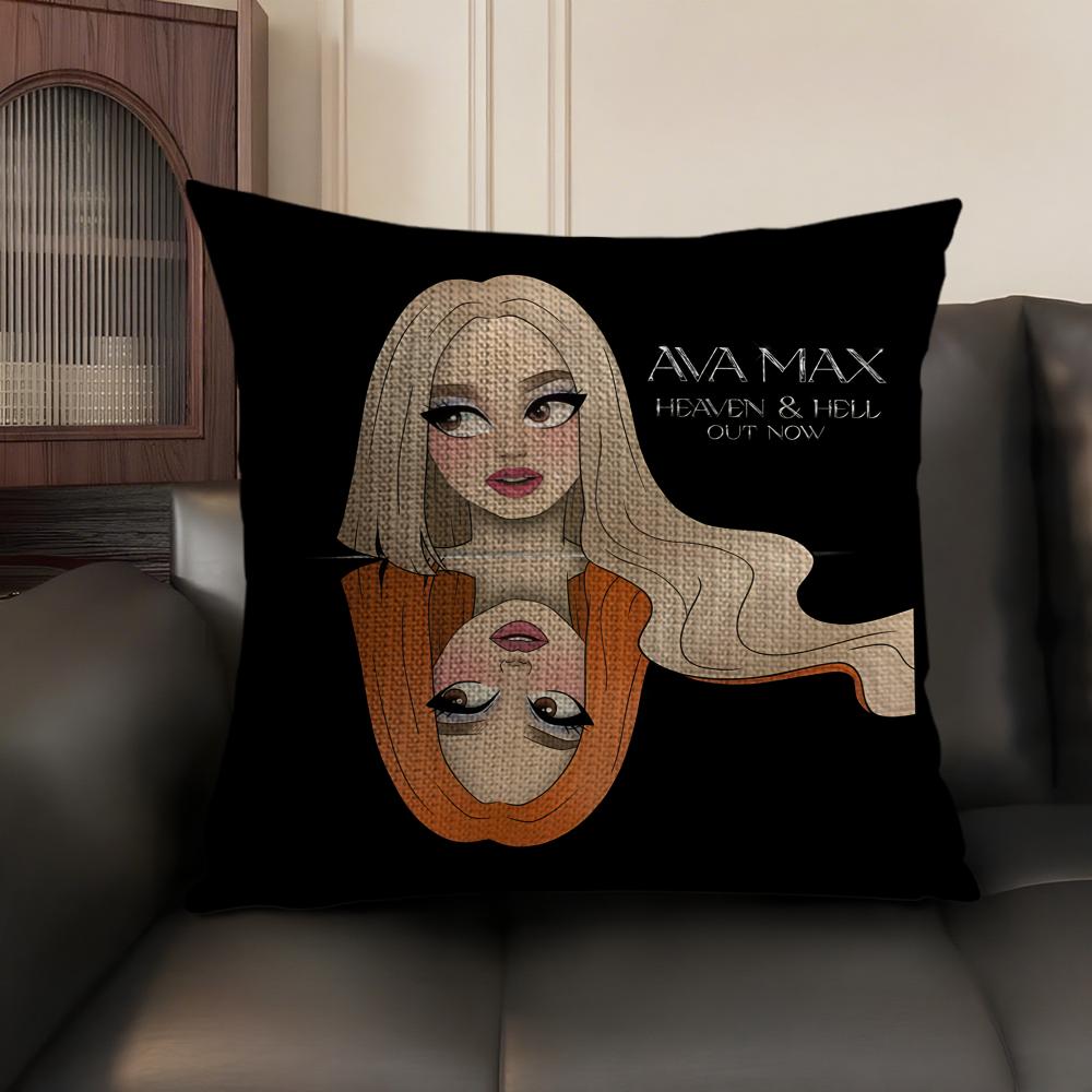 AAva MMax Pop Singer Cushion Cover Natural Linen Organic Fabric DoubleSided Printing Sofa Home Decor Gift Pillow Case