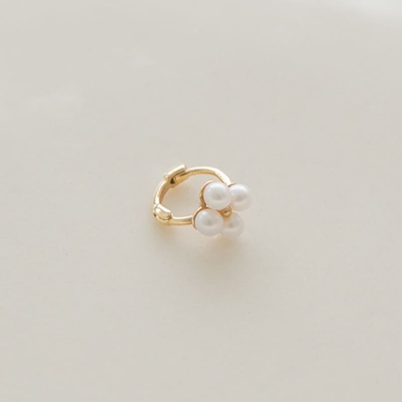 LUNNE 14k Mini 4-Pearl Hoop Earrings (14k Gold) #ER06
