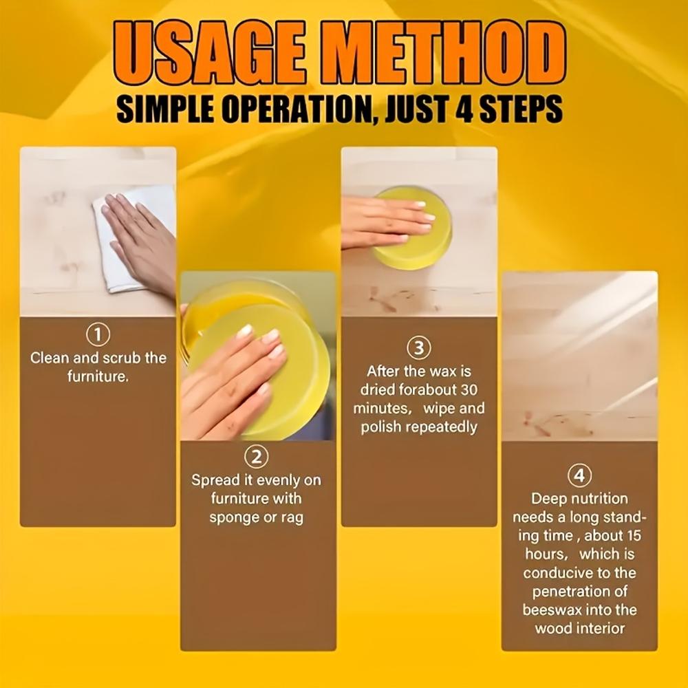 1 Natürliche Bienenwachs Holzbodenspflege, Schreibtischpflege, Esstischpflege, Bienenwachs Möbelpolitur mit Wasserdichtigkeit, Rissschutz und