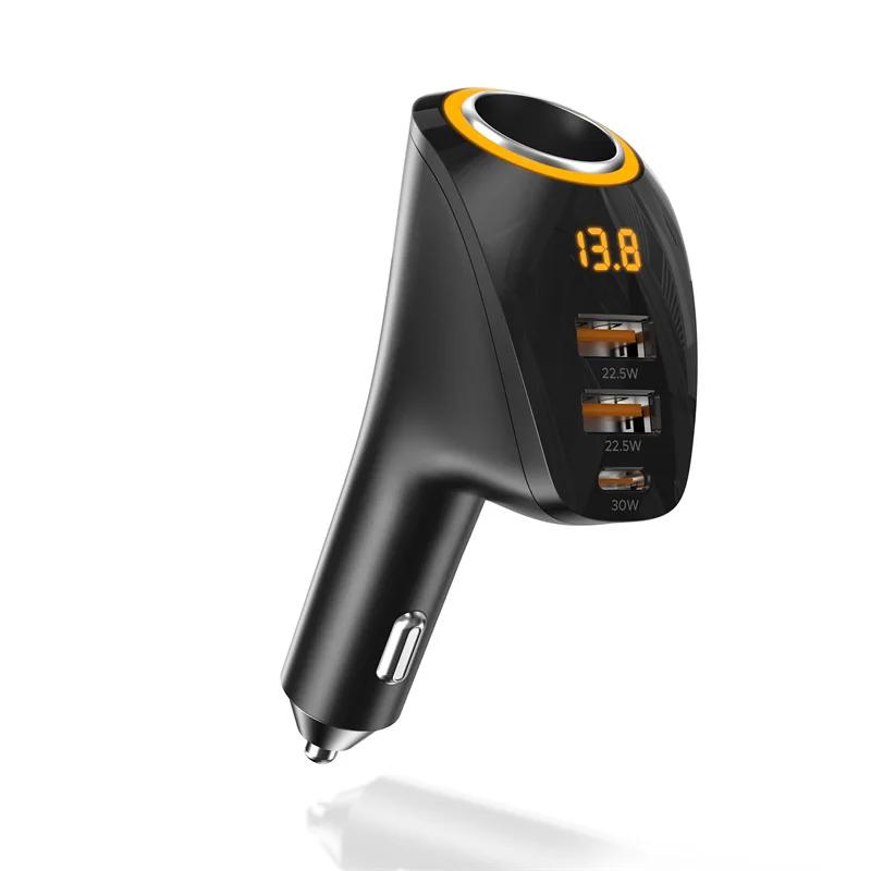 

75 Вт 4 в 1 автомобильный USB-адаптер для зарядки через прикуриватель PD3.0 30 Вт и QC3.0 22,5 Вт сверхбыстрая зарядка для iPhone Xiaomi Samsung