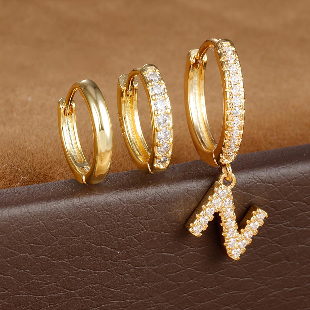 3PCS Trendy Stainless Steel Initial A-Z Letter Hoop Earrings Set For Women Fashion Huggies Cartilage Helix Piercing Jewelry