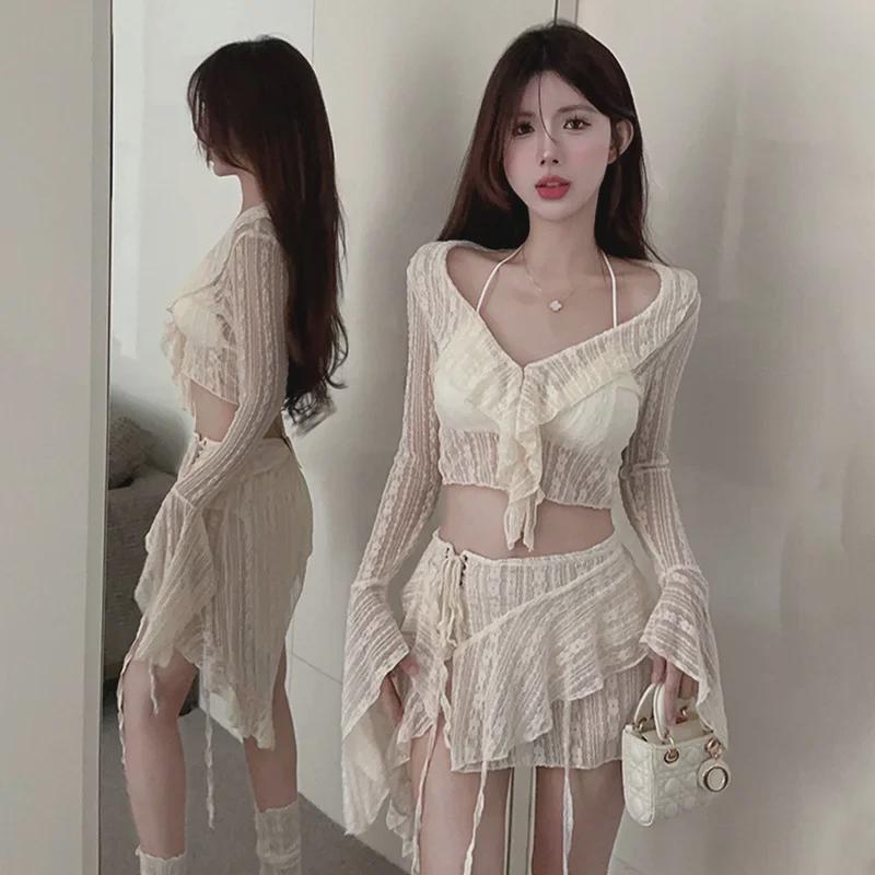 2024 Women's Fairy-Style Four-Piece Bikini Set: Sexy, Elegant, Pure Desire for Small Busts