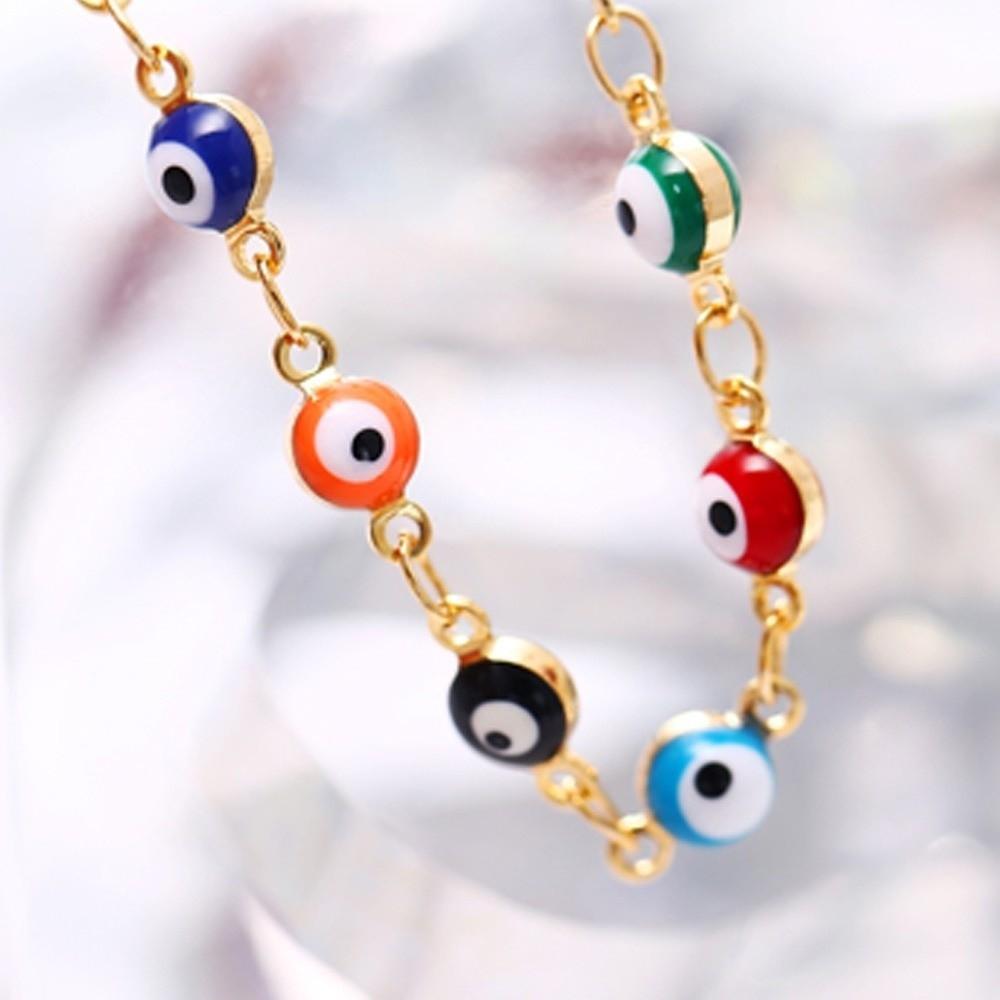 Stainless Steel Blue Eye Necklace Minimalist Clavicle Chain Fashion Colorful Anklet  Daily Wear