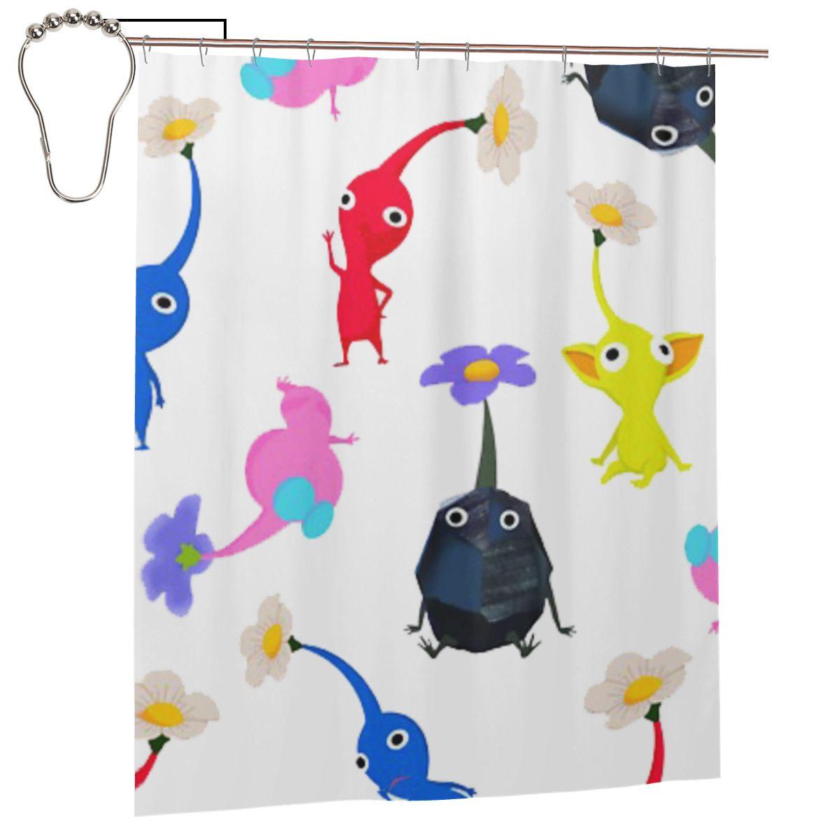 

Pikmin Shower Curtain Bathroom Polyester Waterproof Bath Curtains With Hooks W60H190(CM)-1 Pcs