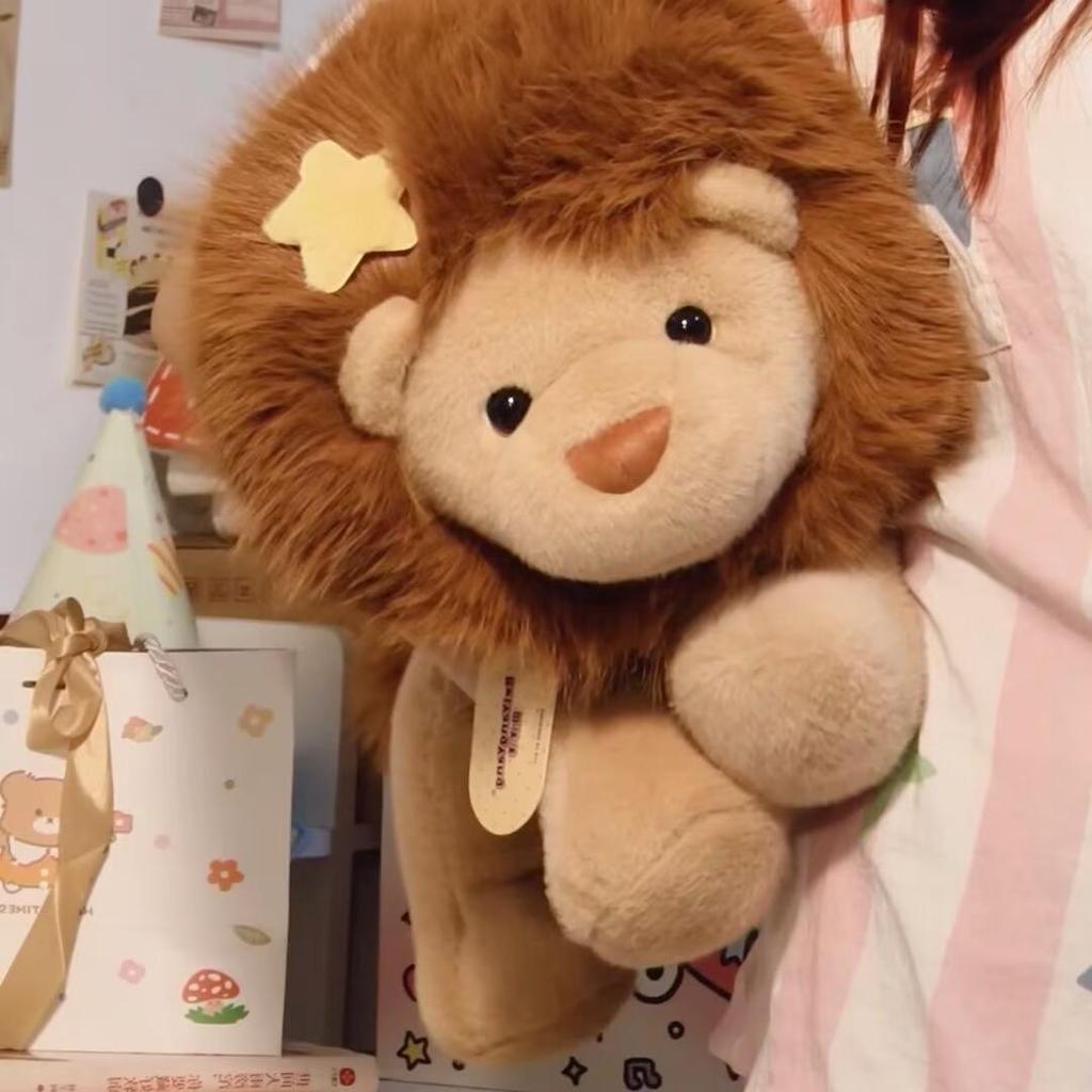 Fluffy Lion Plush Toy for Kids - Zoo Sitting Lion Doll Children's Birthday Gift
