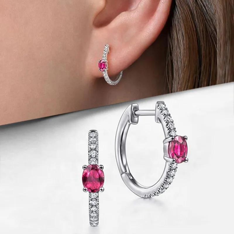 New Luxury Trendy Blue Cubic Zirconia Hoop Earrings Wedding Party Elegant Accessories For Women Anniversary Gift Jewelry