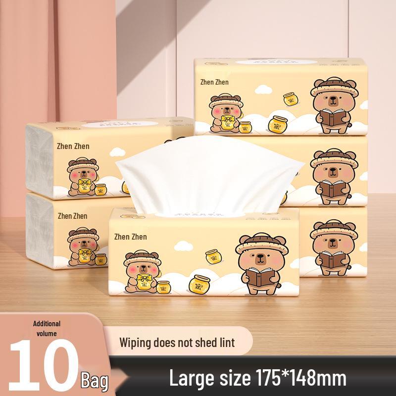 Little Bear Honey Pot Skin-Friendly Thickened Toilet & Facial Tissues, Soft & Flexible for Living Room/Bedroom Use