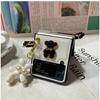 Fashion Poodle Dog Pendant Bracelet Leather Phone Case For Samsung Galaxy Z Flip 4 Z Flip 3 Z Flip Cartoon Bear Hand Chain Cover