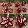 Christmas Tree Baubles Wine-Red Plastic Geometric Ornament with Textured Finish and Hanging Strings for Shop, Hotel