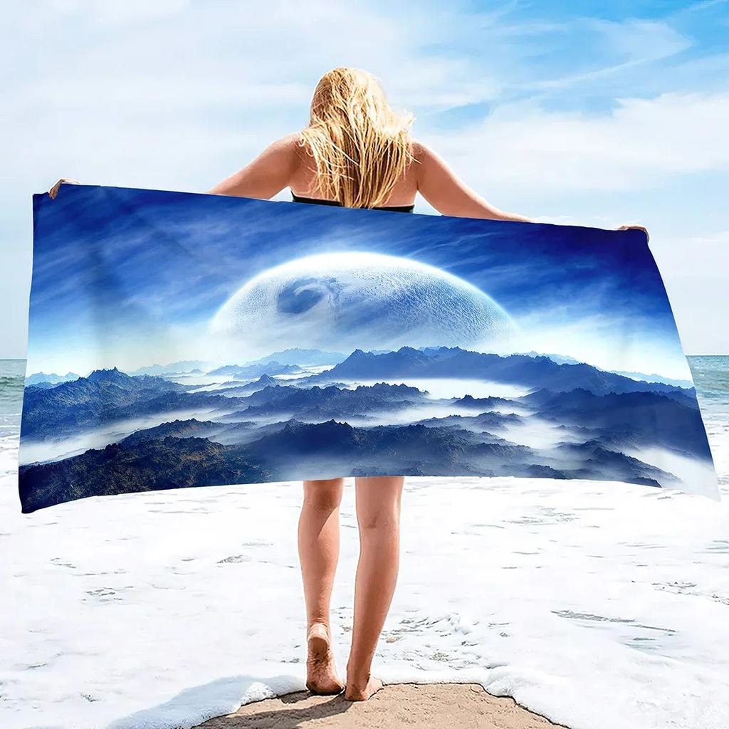 Microfiber Moon Beach Towel Oversized,Quick-dry Bath Towel,Super Absorbent Beach Towels Sandless for Bathroom Swim Sport Shower