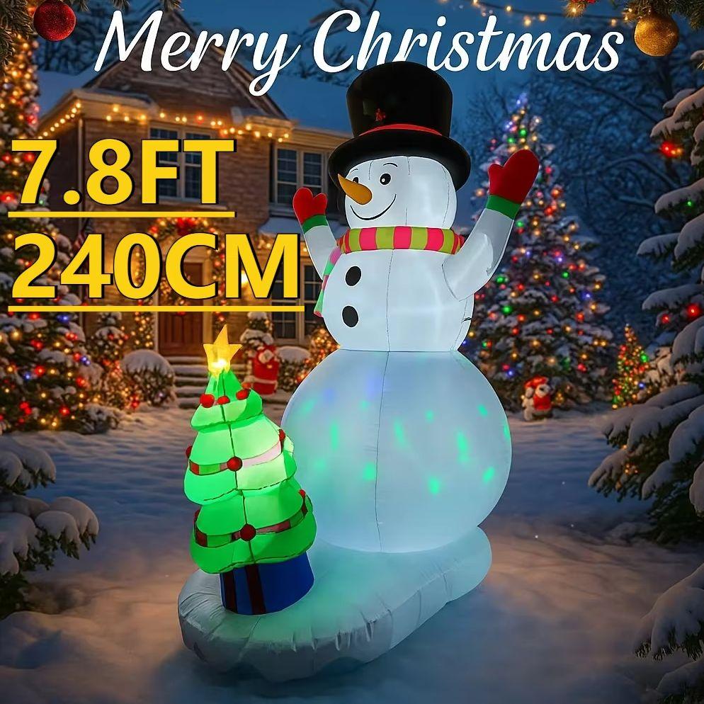 7.8FT LED Inflatable Yard Decor Xmas Snowman Christmas Tree Home Decoration Ornament Festive Toy Gift Supplies Holiday Decor