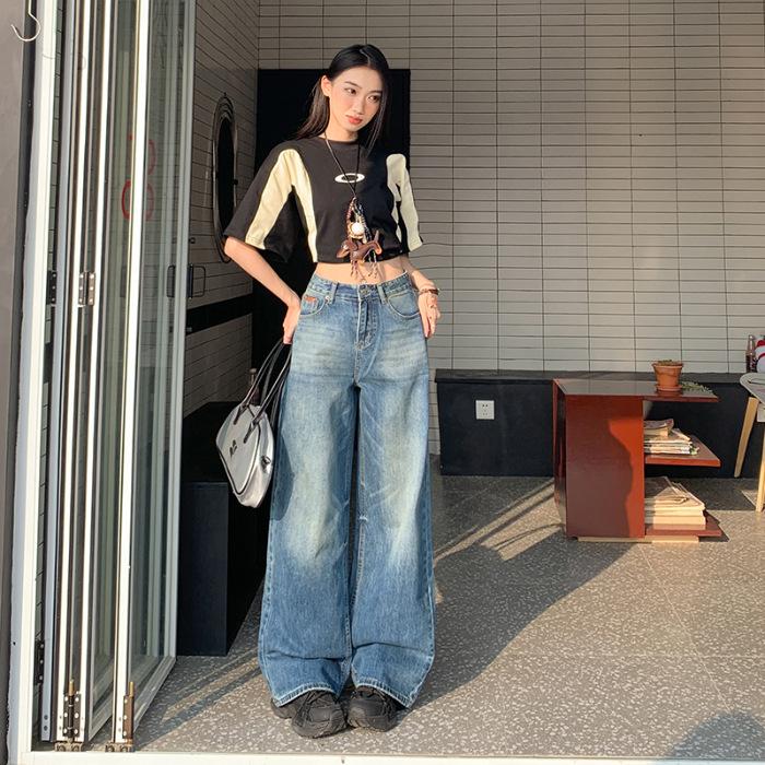 Jeans Women's Spring Wide-leg Jeans Women's Spring High Waist Loose Draping Straight-leg Trousers Wide-leg Trousers Women's Spring