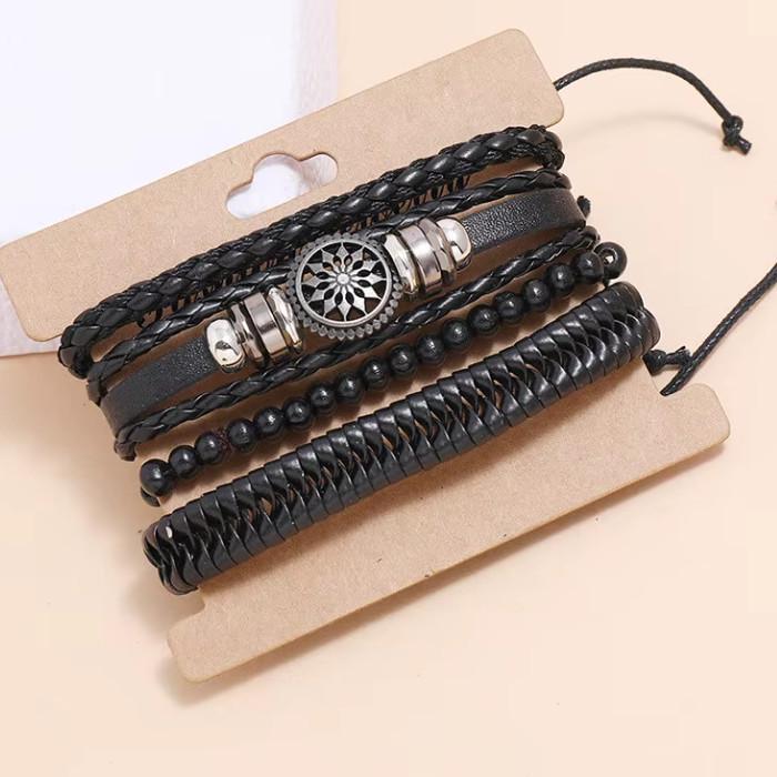 Simple Retro Unisex Woven Anchor Bracelet Set – Handcrafted Fashion Jewelry