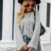 Summer Women Fashion Drawstring Hollow Design Sweater Loose Knitted Top