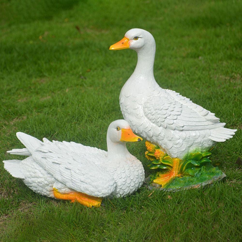 Statue Simulation Duck For Outdoor LIfelike Duck Model Resin Crafts Garden Decor Park Landscape