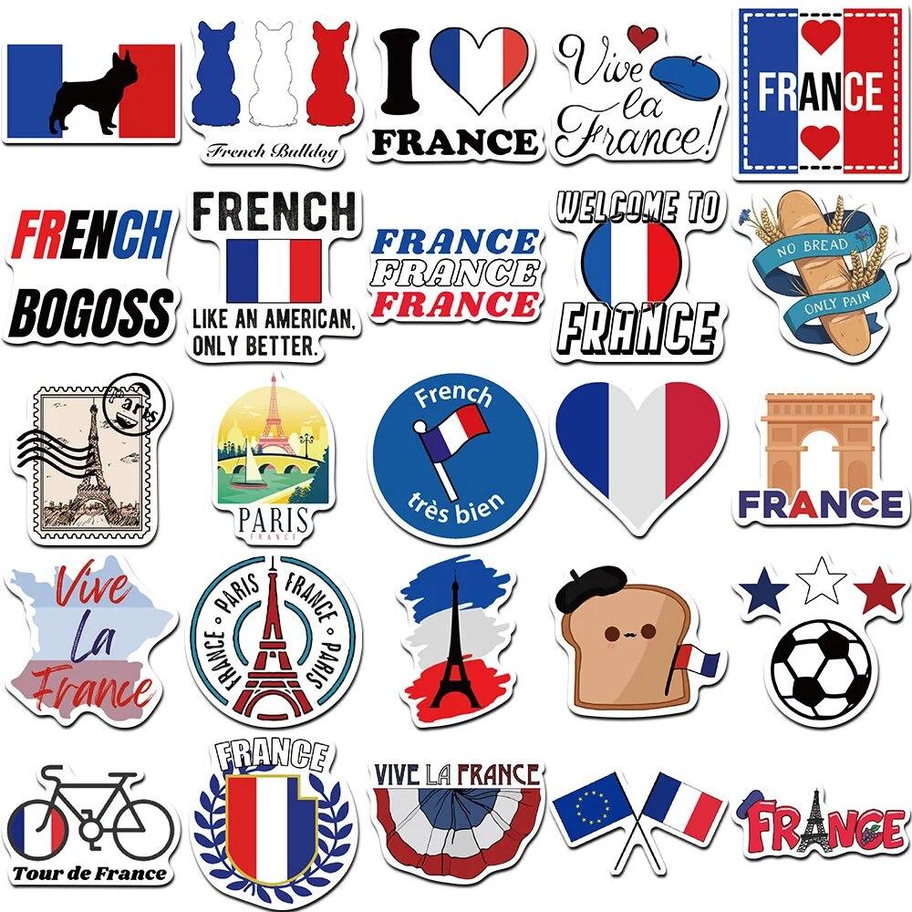 10/50Pcs Cartoon French Stickers Aesthetic Graffiti Stickers for DIY Luggage Laptop Skateboard Bicycle Stickers
