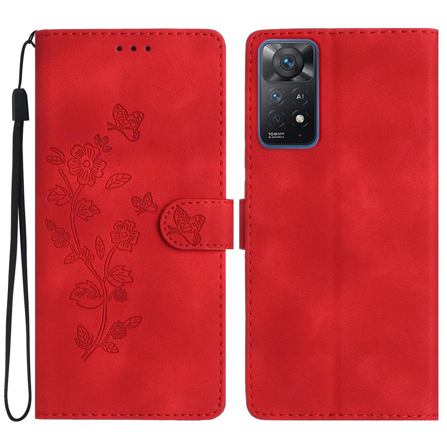

For Xiaomi Redmi Note 11 Pro 5G (Qualcomm)/Note 11 Pro 4G (MediaTek)/Note 12 Pro 4G Leather Case Stand Wallet Phone Cover Red