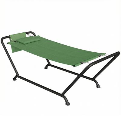 Garden Hammock with Stand, Side Pocket and Headrest, In Metal and Polyester, 237x90x92 Cm, Dark Green