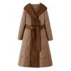 Extra Long Over-the-Knee Down and Wool Coat with Belt and Large Lapel for Autumn & Winter YJ1393