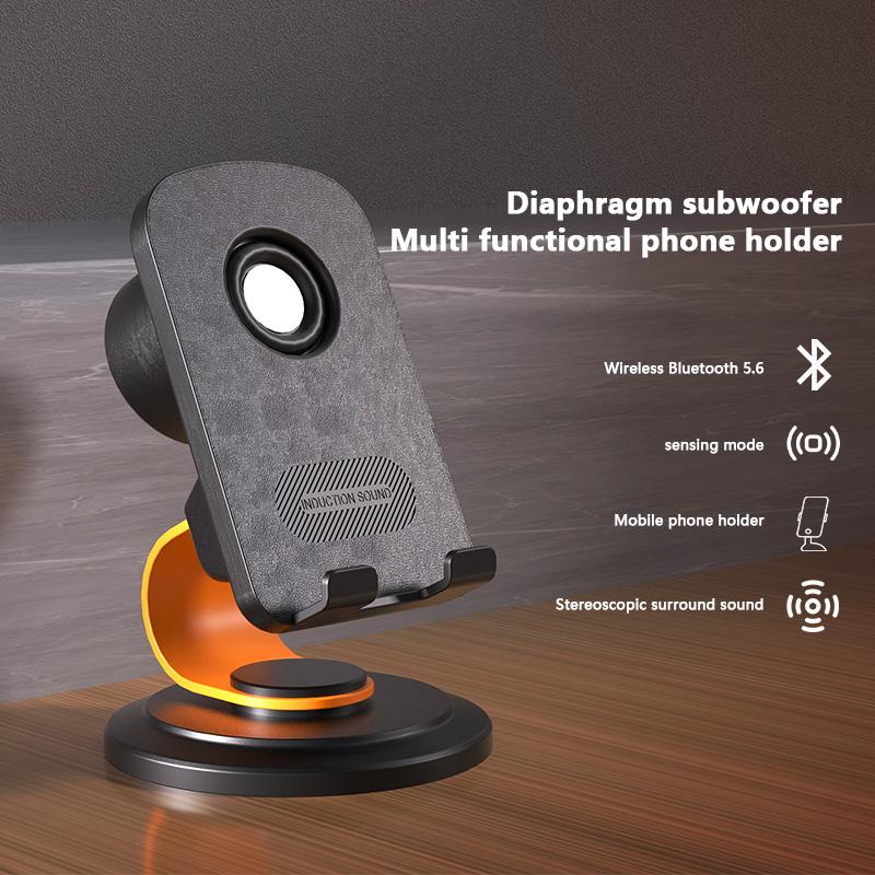 (3 In 1)Bluetooth Sensing 2 Mode Phone Holder Wireless Speaker Portable Surround Sound Subwoofer Boombox Tablet Brack Lazy Stand