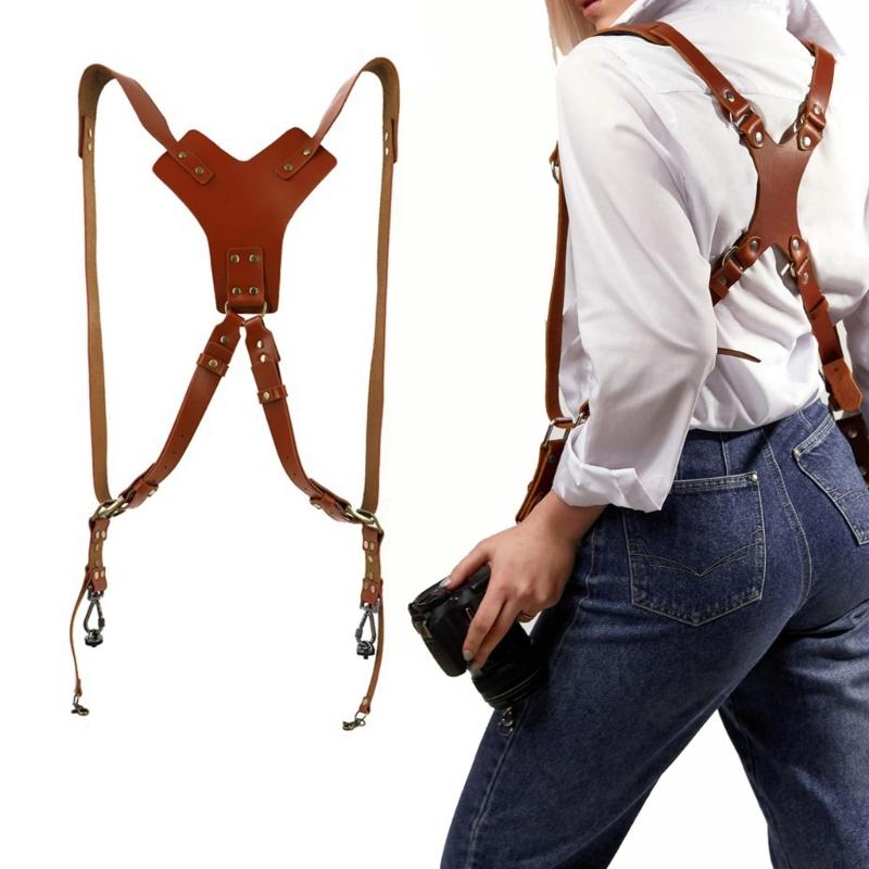 Leather Shoulder Strap for Camera Harness Strap Double Camera  Double Camera Holder for a Perfect Fit Suspenders