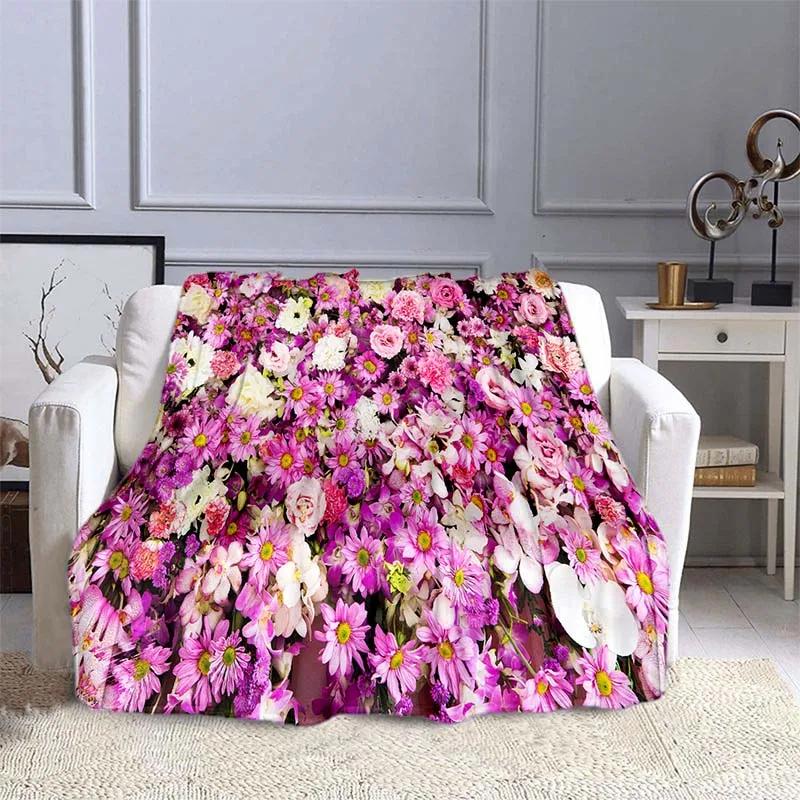 Rose Floral Blanket Soft Warm Print Throw Blanket Lightweight for Kids Adults Women Gift Super Soft for Bed Couch Sofa Blanket