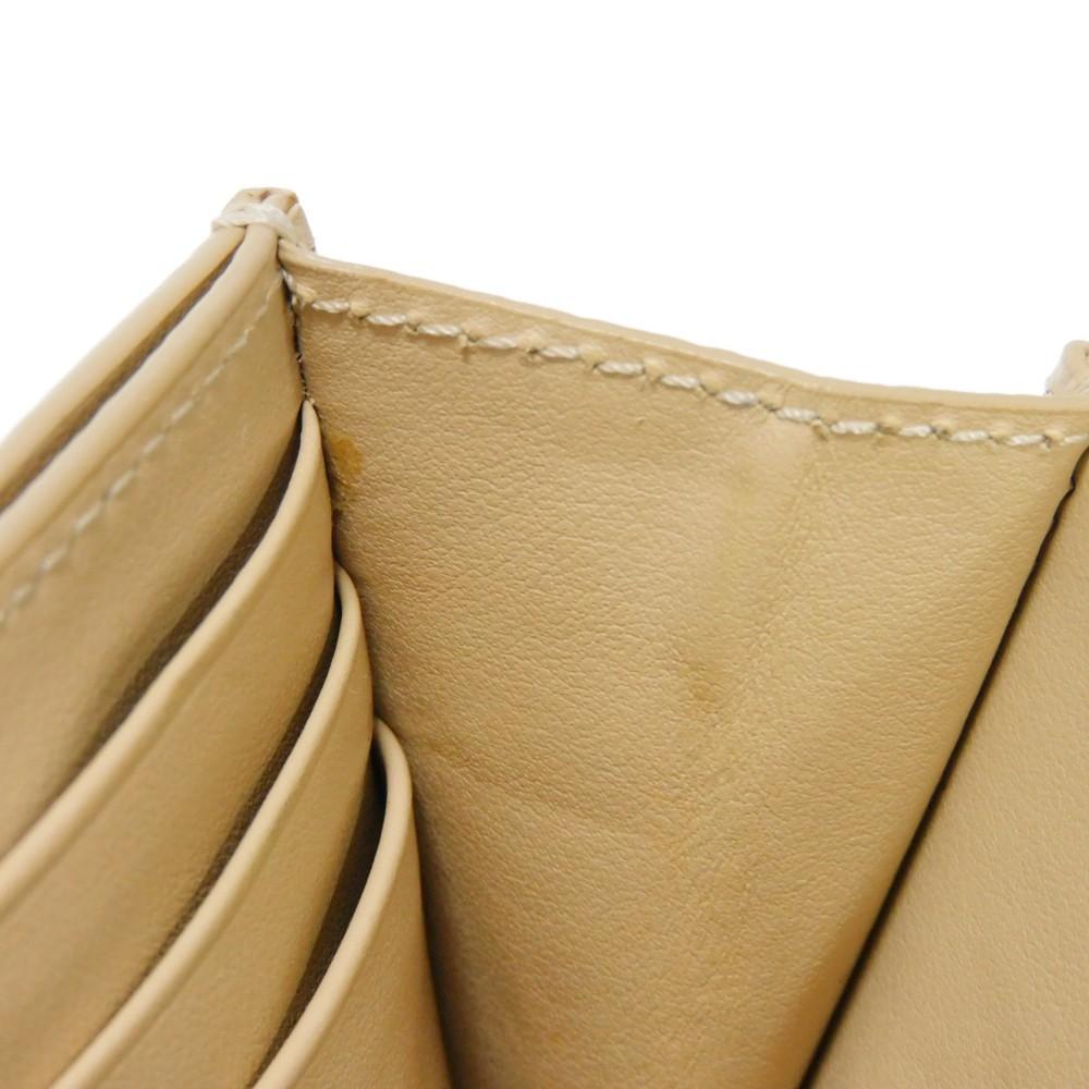 Used 10431 Large Flap Wallet 10B563BEL.03ND 7940 Foil-Stamped Grain Calfskin Beige Bifold Long Wallet New Logo Nude