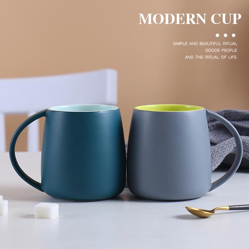 Water Cup Ceramic Mug Creative Cup with Handle Office Simple Couple Water Cup Large Capacity Conference Cup