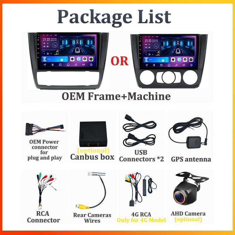 For BMW 1 Series E81 E82 E87 E88 AT 2004-2011Car Radio Player Car Carplay Screen Autoradio Mirror Link Car Intelligent System 4G