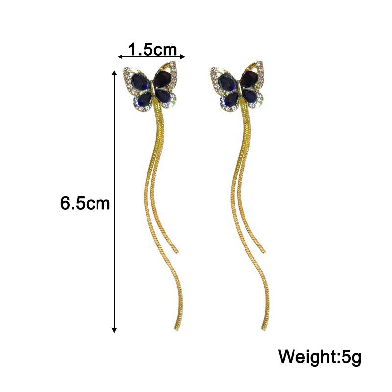 Black Butterfly Tassel Earrings for Women Convertible Chain Female Dangle Earring