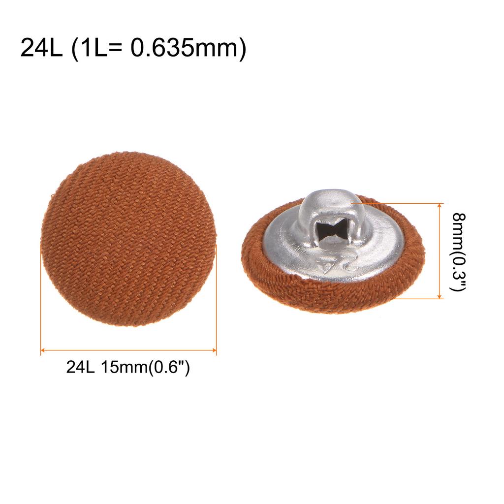 10pcs Fabric Cloth Covered Button 15mm Metal Round Sewing Buttons, Deep Pink/Light Green/Army Green/Alloy Orange